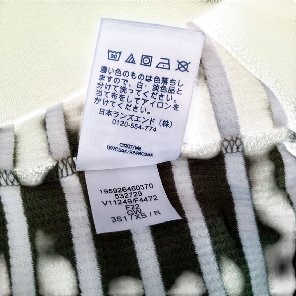 Lands End Womens XS Forest Moss & Ivory Stripe V-Neck Waffle Knit Tunic - Picture 7 of 9